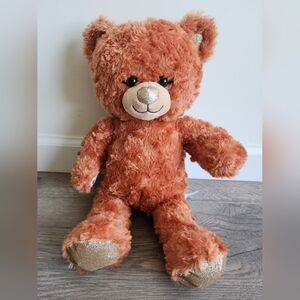 Build-A-Bear Pumpkin Spice Teddy Bear Plush Stuffed Animal 16" Gold Glitter EUC